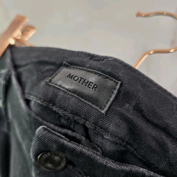 Mother Jeans Womens 26 Black Skinny Looker Ankle Fray Guilty As Sin High Rise - Picture 3 of 15